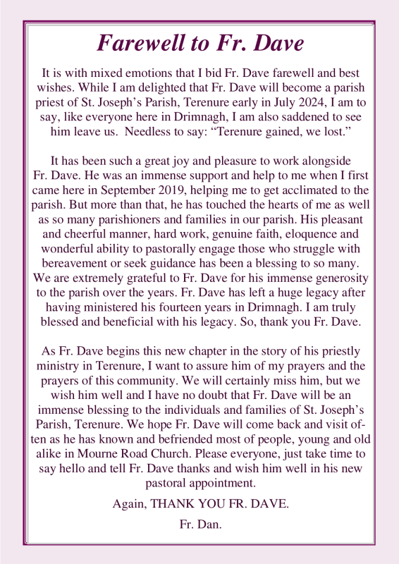 Fr. Dave's Farewell